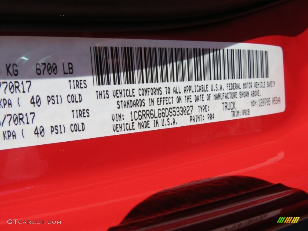 2013 1500 Color Code PR4 for Flame Red Photo #76073778