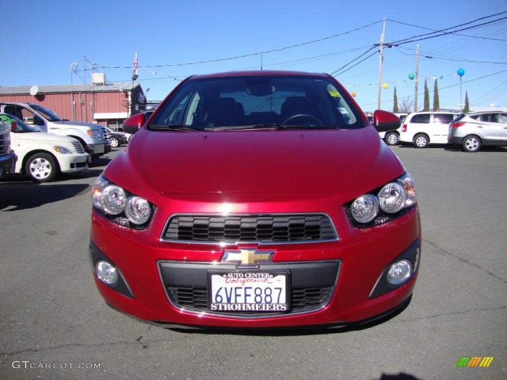 2012 Sonic LTZ Sedan - Crystal Red Tintcoat / Jet Black/Dark Titanium photo #2