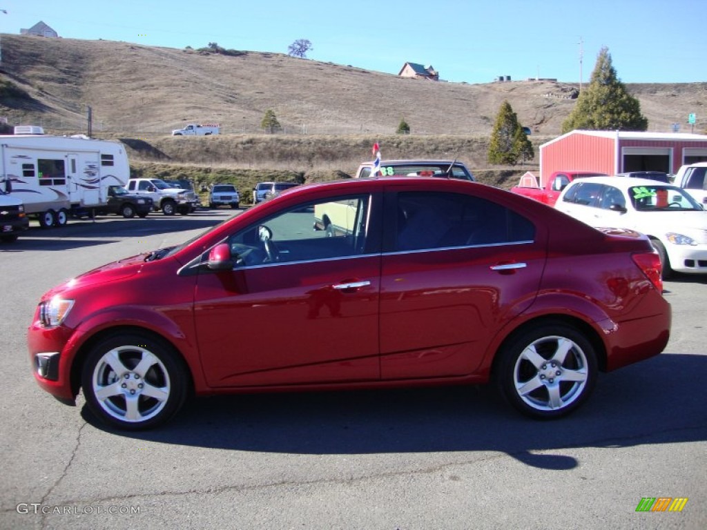 2012 Sonic LTZ Sedan - Crystal Red Tintcoat / Jet Black/Dark Titanium photo #4
