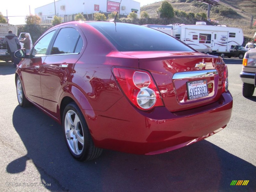 2012 Sonic LTZ Sedan - Crystal Red Tintcoat / Jet Black/Dark Titanium photo #5