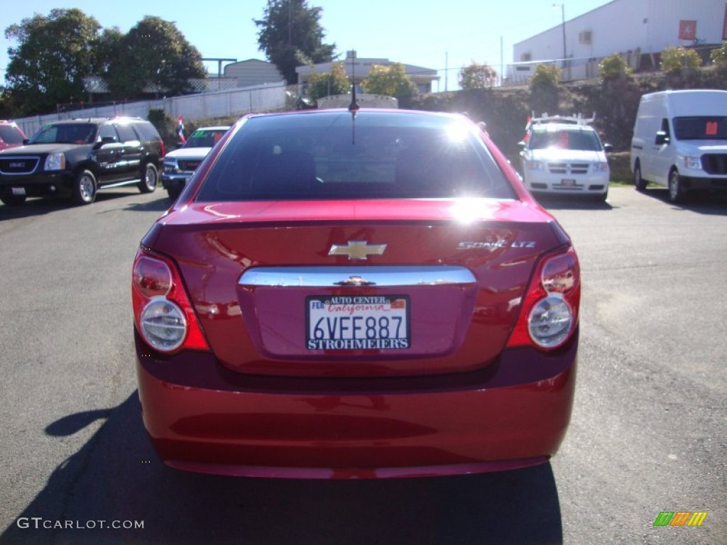 2012 Sonic LTZ Sedan - Crystal Red Tintcoat / Jet Black/Dark Titanium photo #6