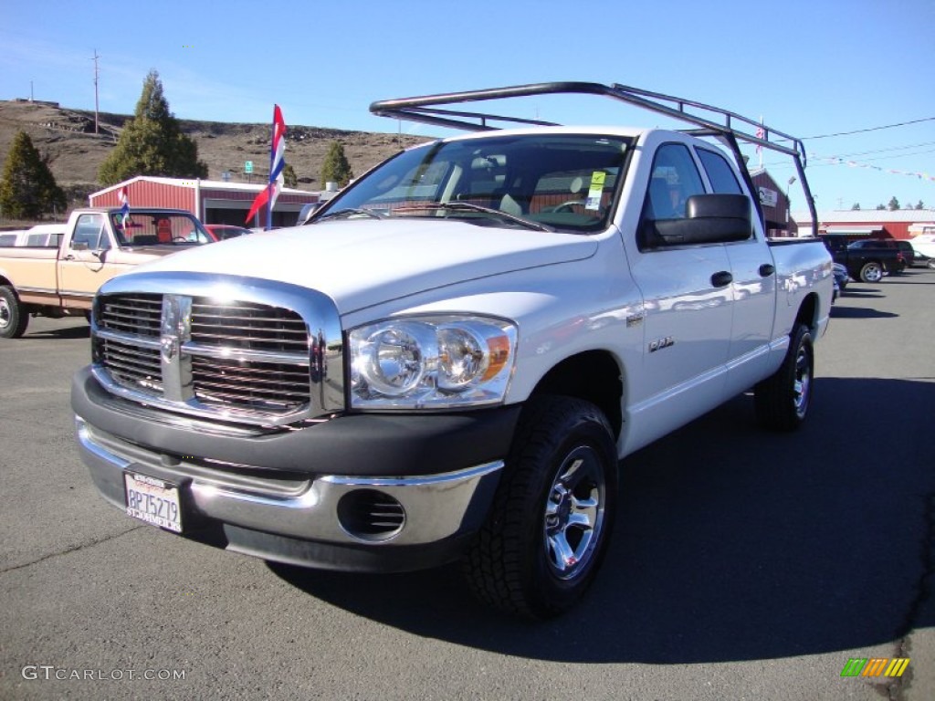 2008 Ram 1500 ST Quad Cab 4x4 - Bright White / Medium Slate Gray photo #3