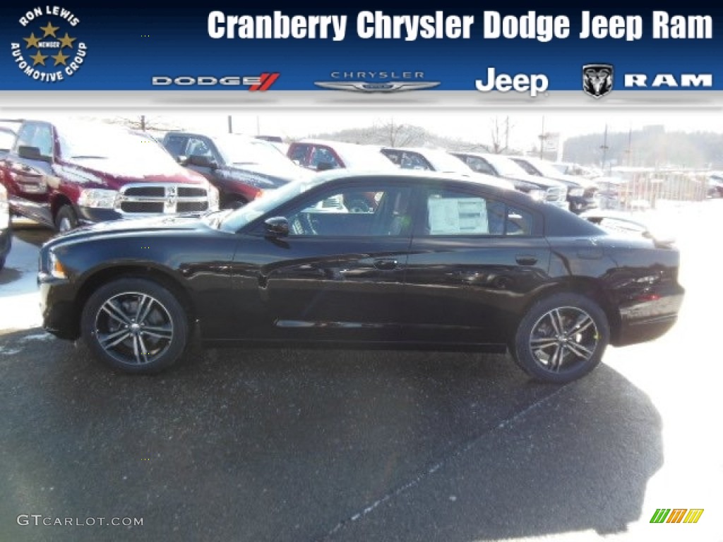 2013 Charger SXT Plus AWD - Pitch Black / Black/Red photo #1