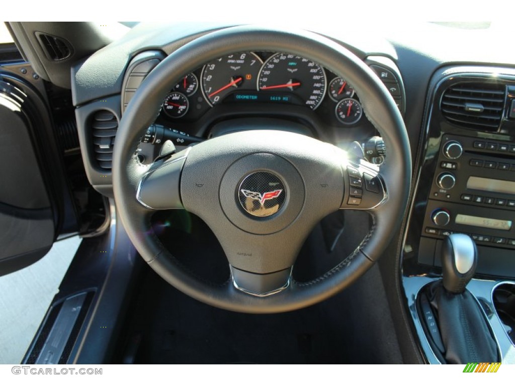 2012 Chevrolet Corvette Coupe Ebony Steering Wheel Photo #76092857