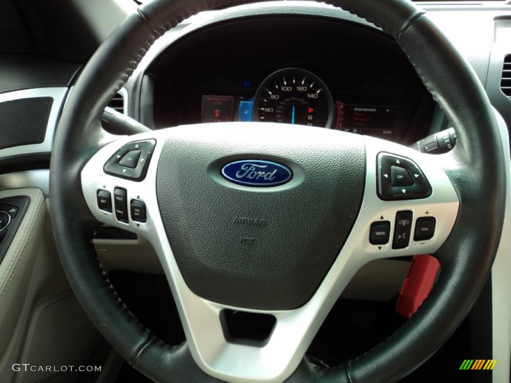 2012 Ford Explorer XLT Medium Light Stone Steering Wheel Photo #76093350