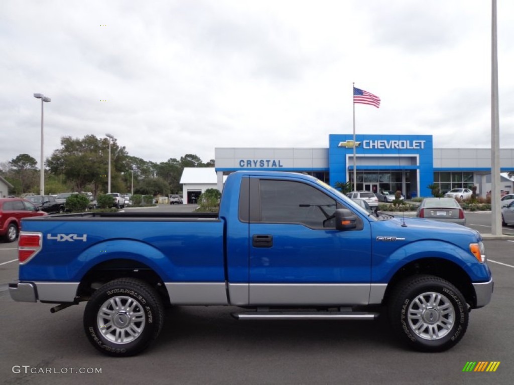 2010 F150 XLT Regular Cab 4x4 - Blue Flame Metallic / Medium Stone photo #8