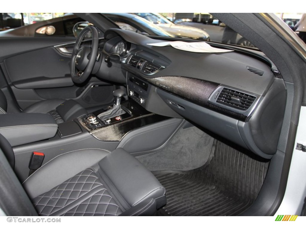 2013 Audi S7 4.0 TFSI quattro Black Valcona leather with diamond stitching Dashboard Photo #76098116