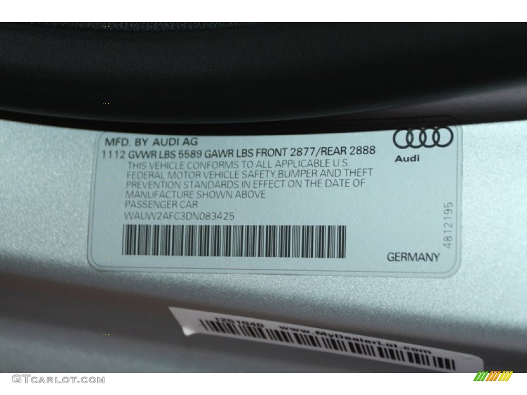 2013 Audi S7 4.0 TFSI quattro Info Tag Photo #76098185