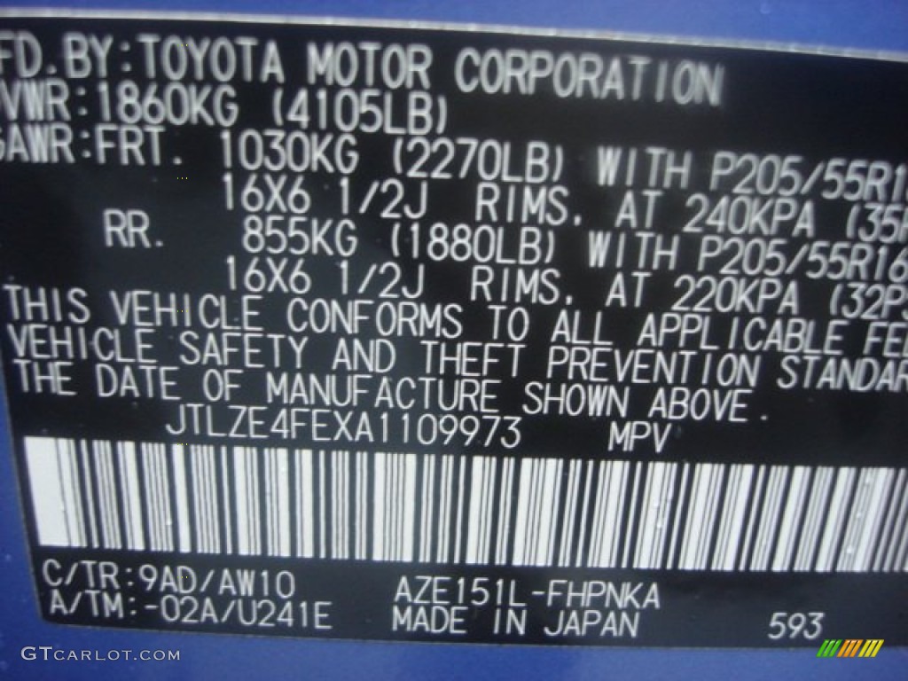 2010 xB Color Code 9AD for RS Murasaki Metallic Photo #76098977
