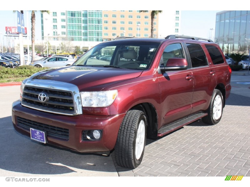 2008 Sequoia SR5 - Cassis Red Pearl / Sand Beige photo #2