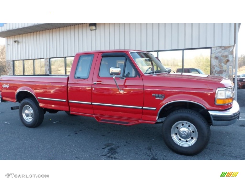 1997 F250 XLT Extended Cab 4x4 - Bright Red / Medium Graphite photo #24