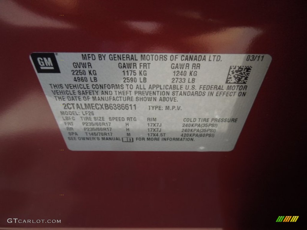 2011 Terrain SLE - Merlot Jewel Metallic / Light Titanium photo #7