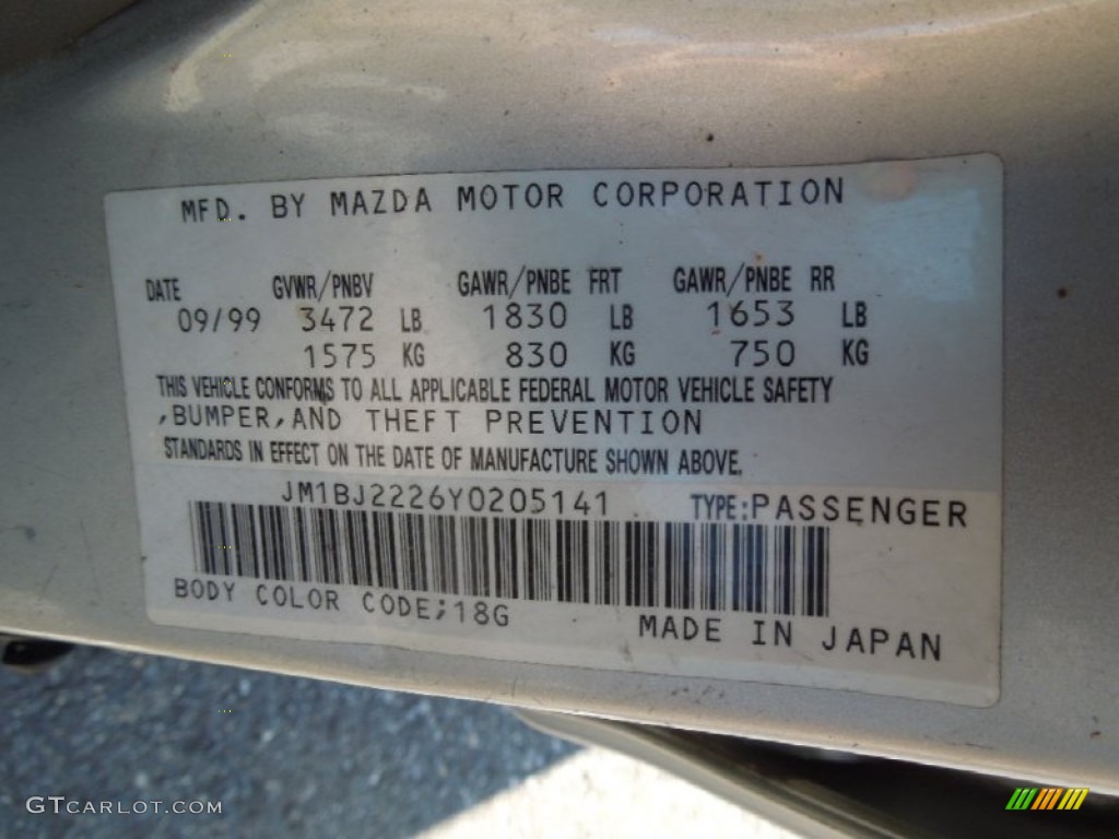 2000 Protege LX - Highlight Silver Metallic / Gray photo #7