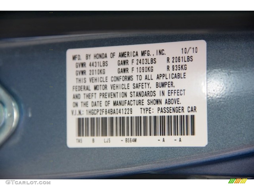 2011 Accord EX-L Sedan - Celestial Blue Metallic / Black photo #34