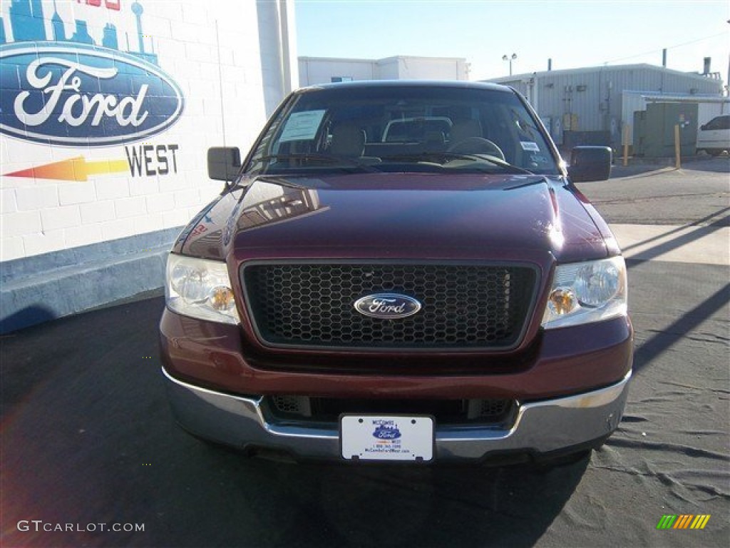 2005 F150 XLT SuperCrew - Dark Toreador Red Metallic / Tan photo #7