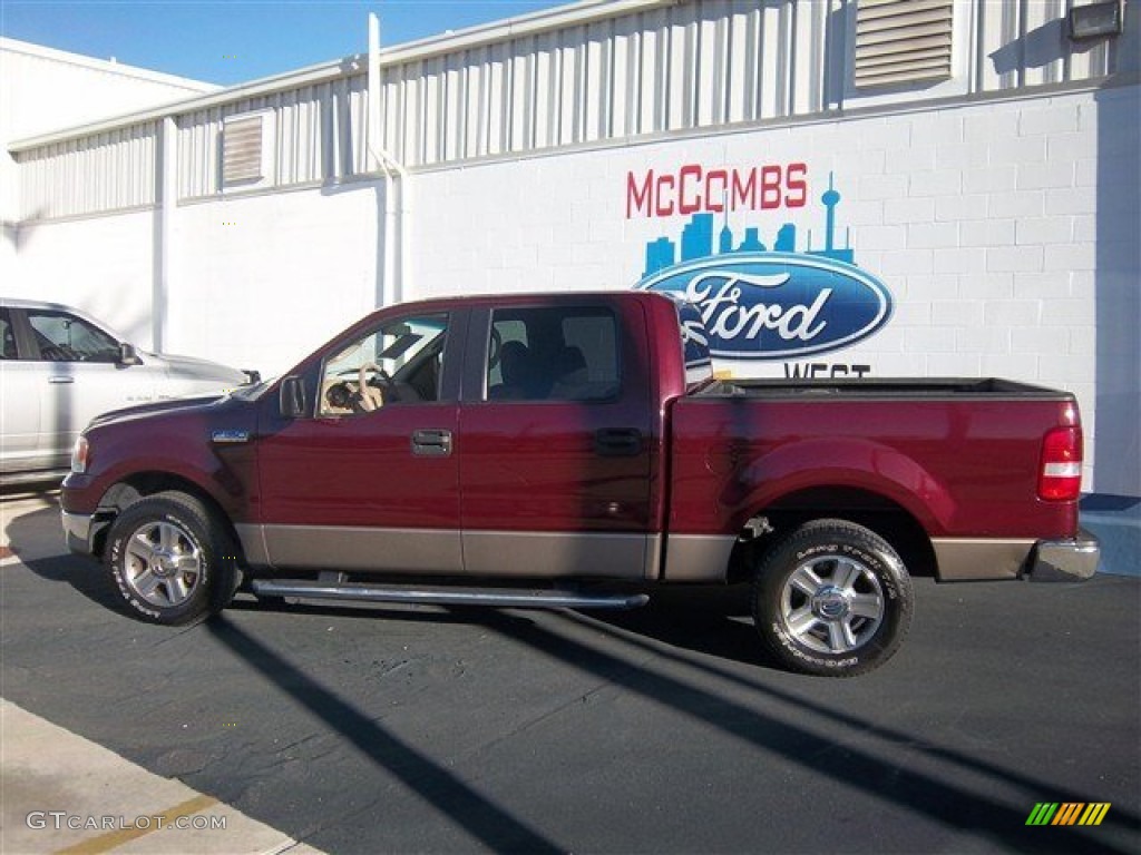 2005 F150 XLT SuperCrew - Dark Toreador Red Metallic / Tan photo #22