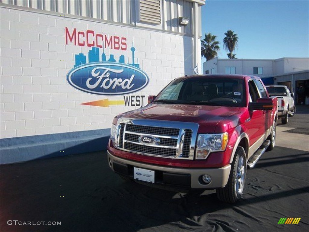 2010 F150 Lariat SuperCrew - Red Candy Metallic / Tan photo #1