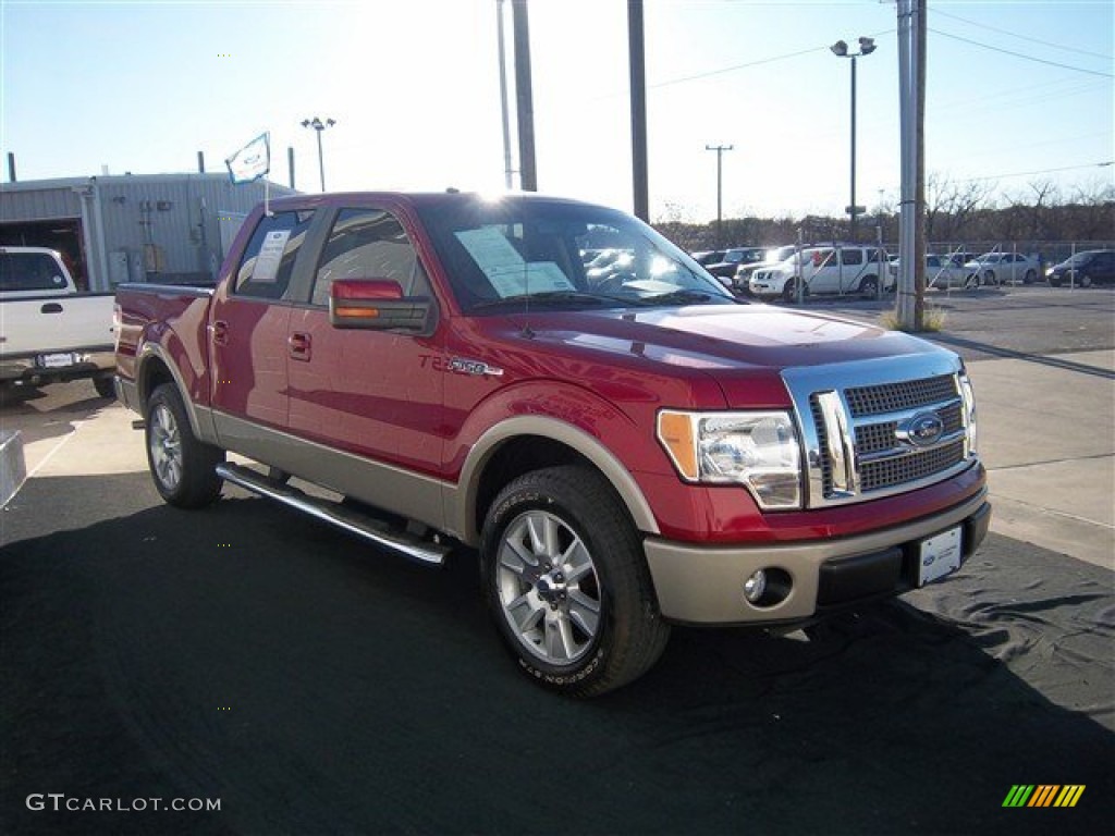 2010 F150 Lariat SuperCrew - Red Candy Metallic / Tan photo #3