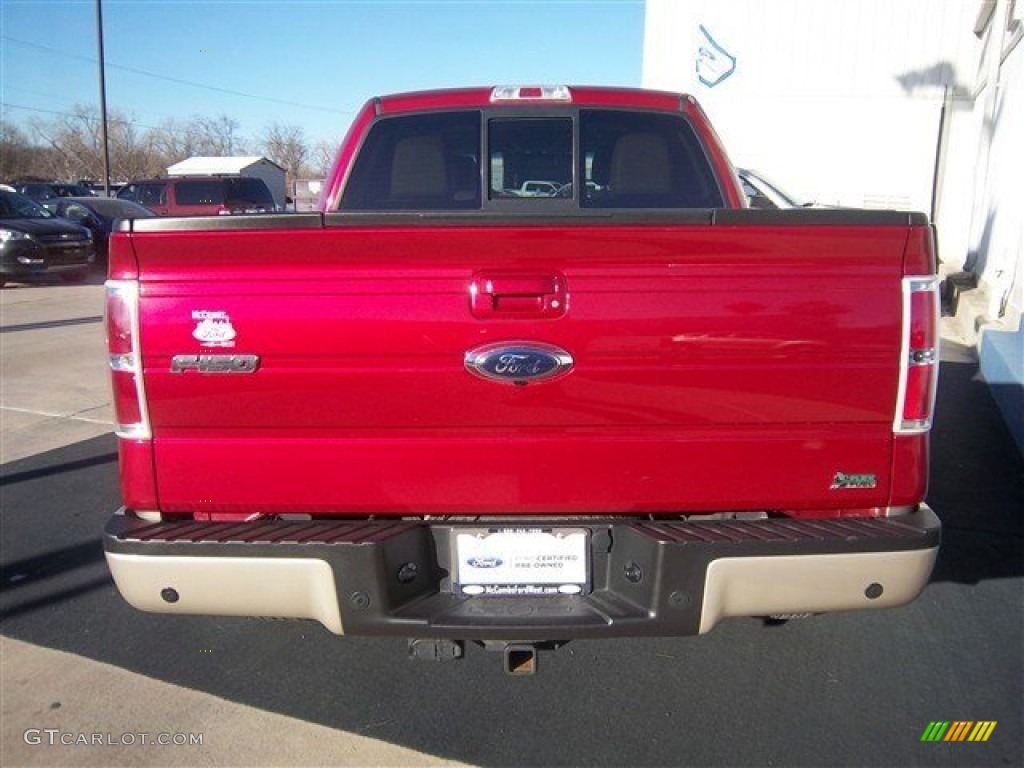 2010 F150 Lariat SuperCrew - Red Candy Metallic / Tan photo #7