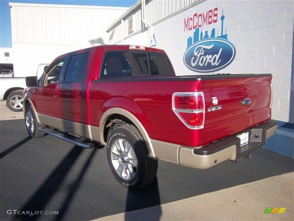 2010 F150 Lariat SuperCrew - Red Candy Metallic / Tan photo #8