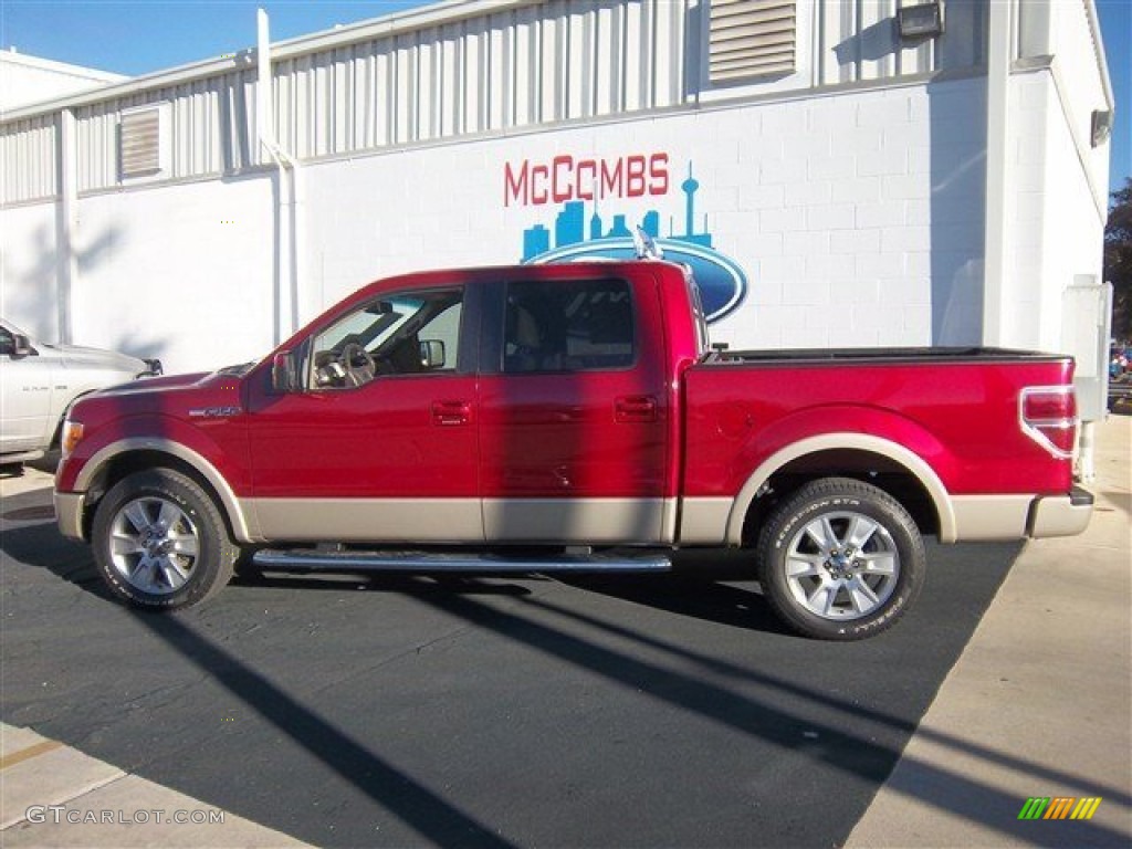 2010 F150 Lariat SuperCrew - Red Candy Metallic / Tan photo #9