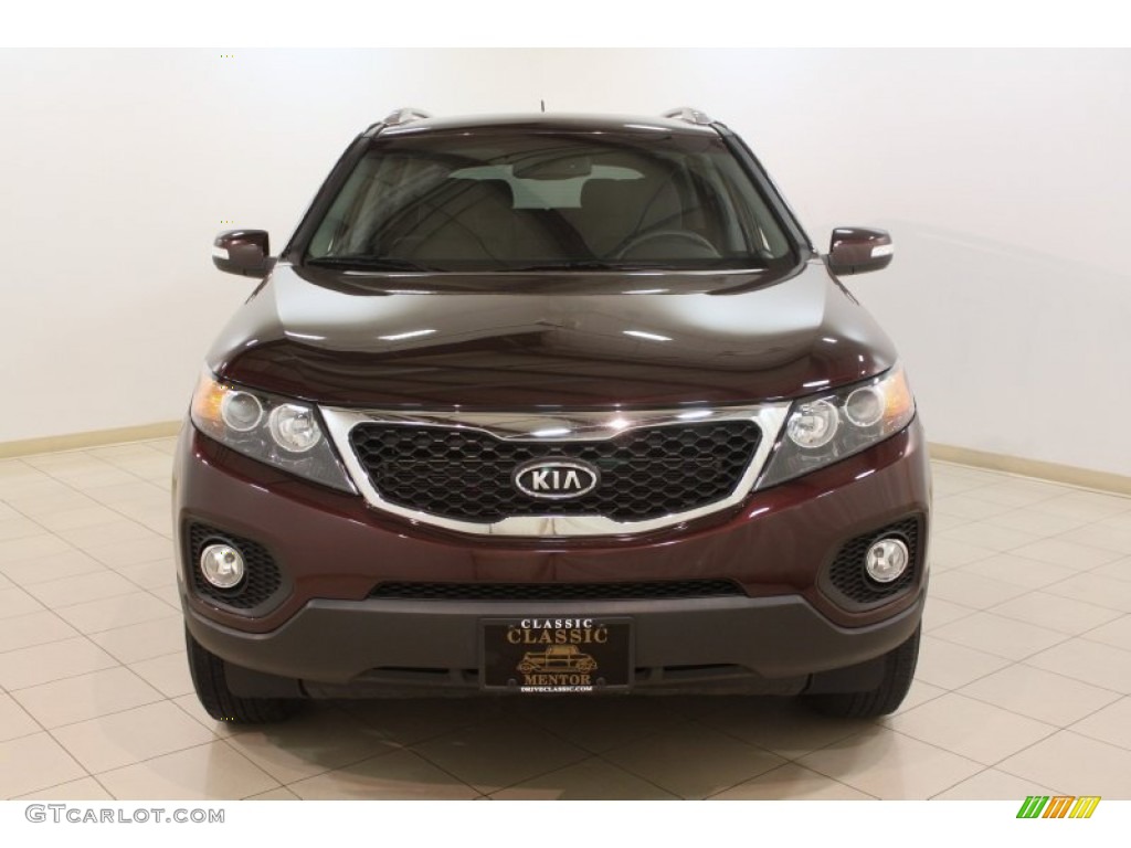 2011 Sorento LX AWD - Dark Cherry / Black photo #2