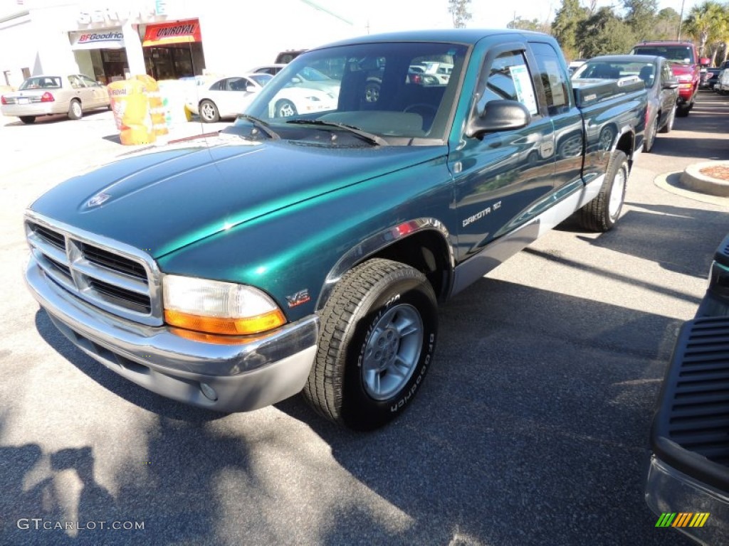 1999 Dakota SLT Extended Cab - Forest Green Pearl / Mist Gray photo #2