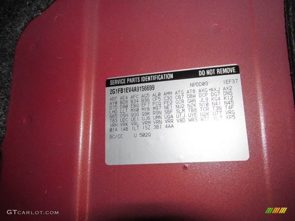 2010 Camaro Color Code 502Q for Inferno Orange Metallic Photo #76124861