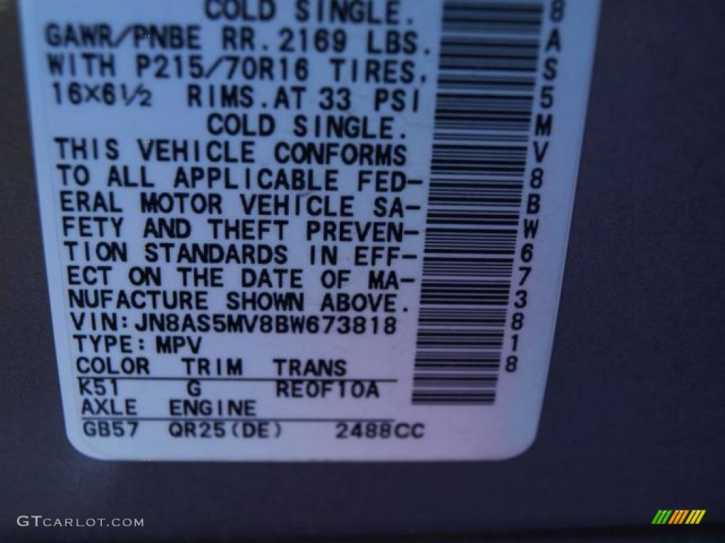 2011 Rogue SV AWD - Platinum Graphite / Black photo #17