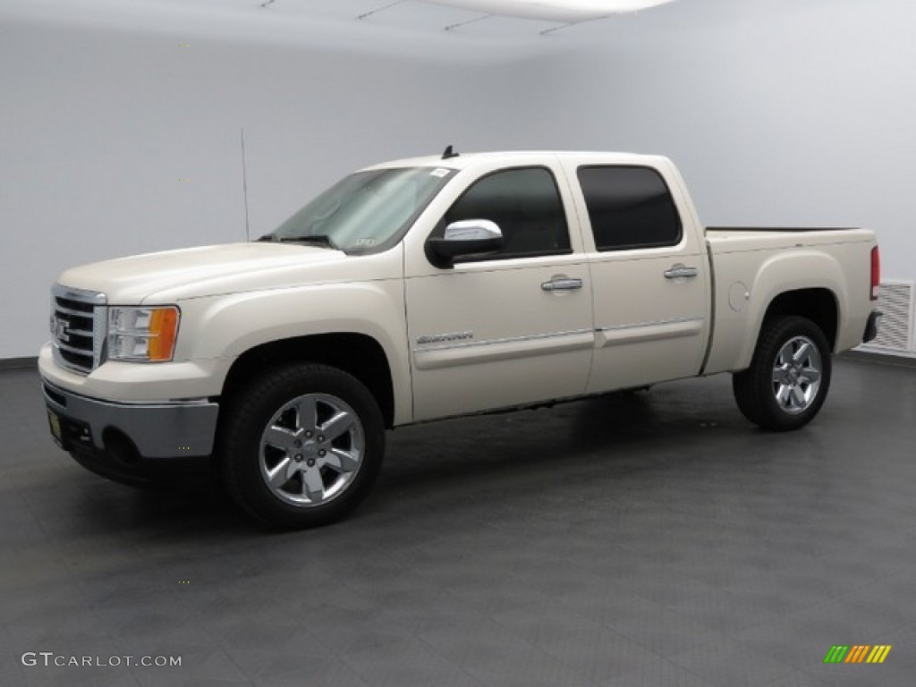 2013 Sierra 1500 SLT Crew Cab - White Diamond Tricoat / Very Dark Cashmere/Light Cashmere photo #1