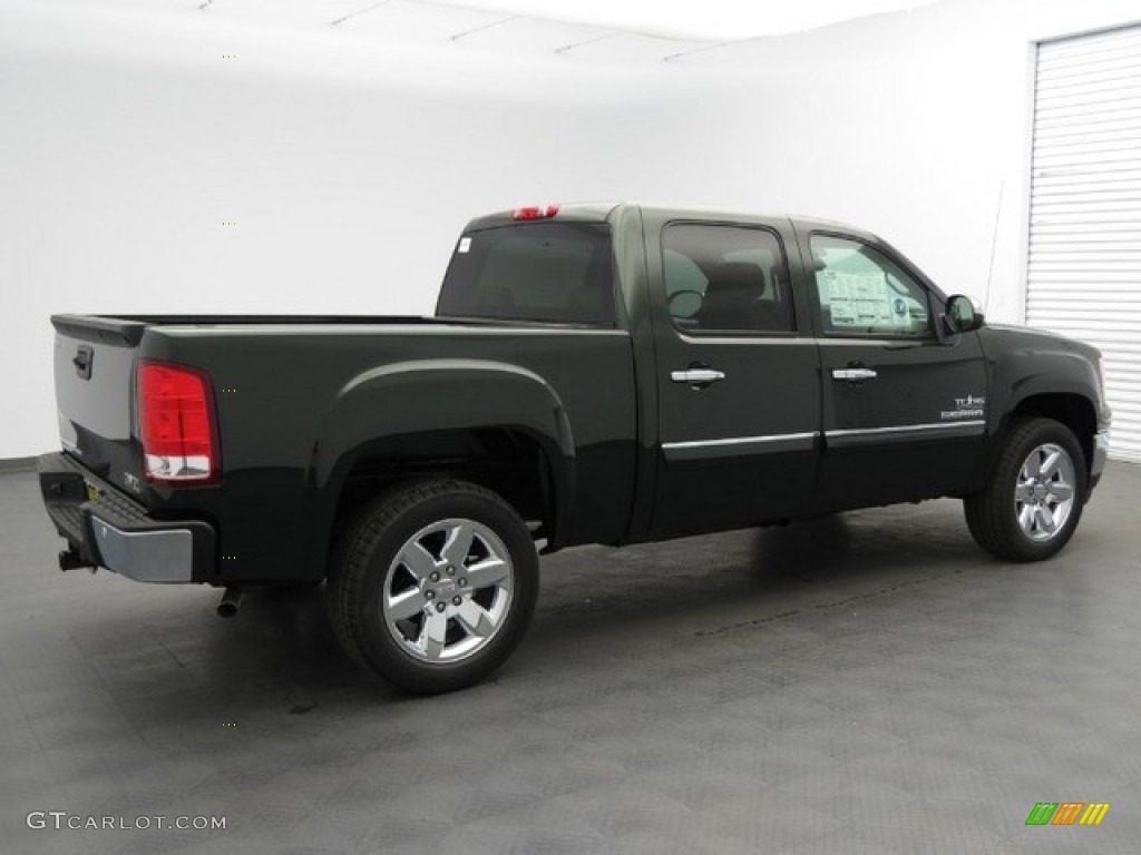 2013 Sierra 1500 SLE Crew Cab - Mineral Green Metallic / Very Dark Cashmere/Light Cashmere photo #2