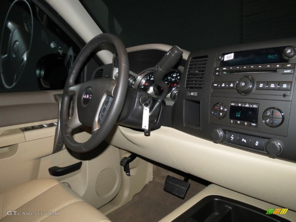 2013 Sierra 1500 SLE Crew Cab - Mineral Green Metallic / Very Dark Cashmere/Light Cashmere photo #5