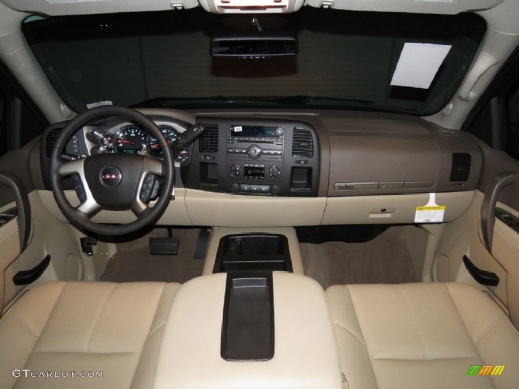 2013 Sierra 1500 SLE Crew Cab - Mineral Green Metallic / Very Dark Cashmere/Light Cashmere photo #6
