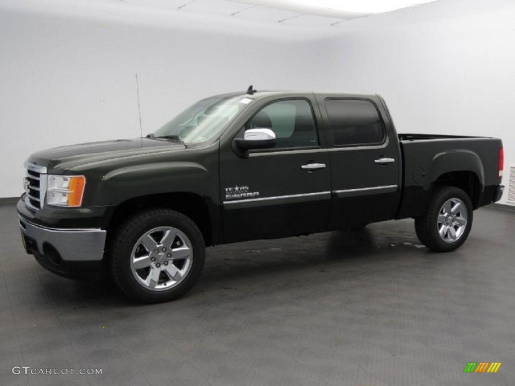 2013 Sierra 1500 SLE Crew Cab - Mineral Green Metallic / Ebony photo #1