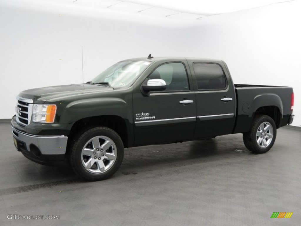2013 Sierra 1500 SLE Crew Cab - Mineral Green Metallic / Ebony photo #1