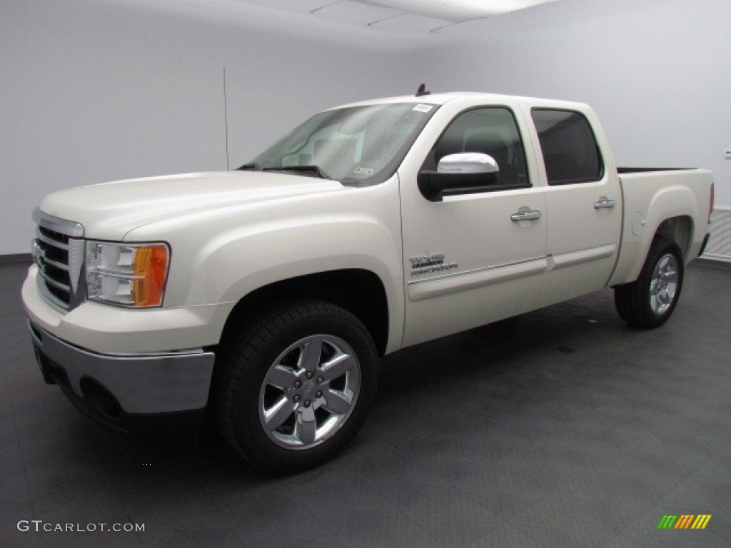 2013 Sierra 1500 SLE Crew Cab - White Diamond Tricoat / Ebony photo #1