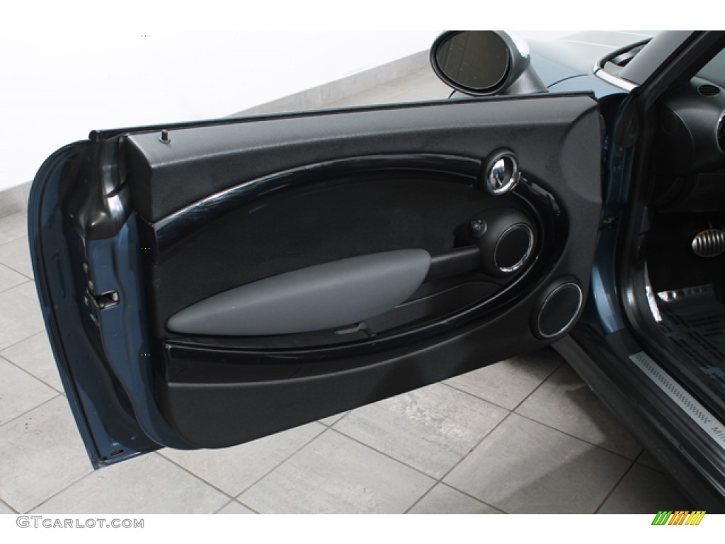 2010 Mini Cooper S Convertible Punch Carbon Black Leather Door Panel Photo #76140942