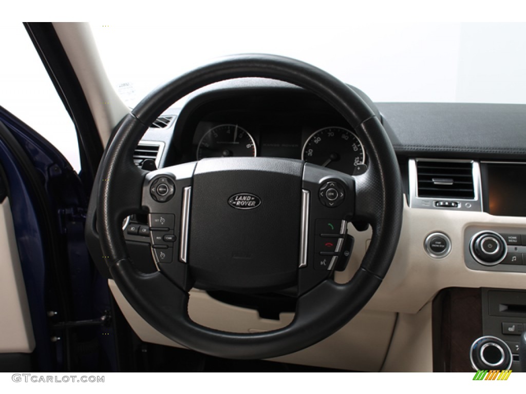 2010 Land Rover Range Rover Sport Supercharged Premium Ivory/Ebony Stitching Steering Wheel Photo #76142340