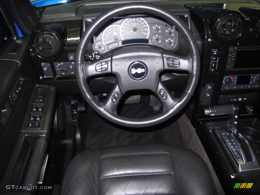 2006 Hummer H2 SUV Ebony Steering Wheel Photo #76143492