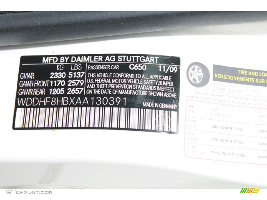 2010 E Color Code 650 for Arctic White Photo #76143834