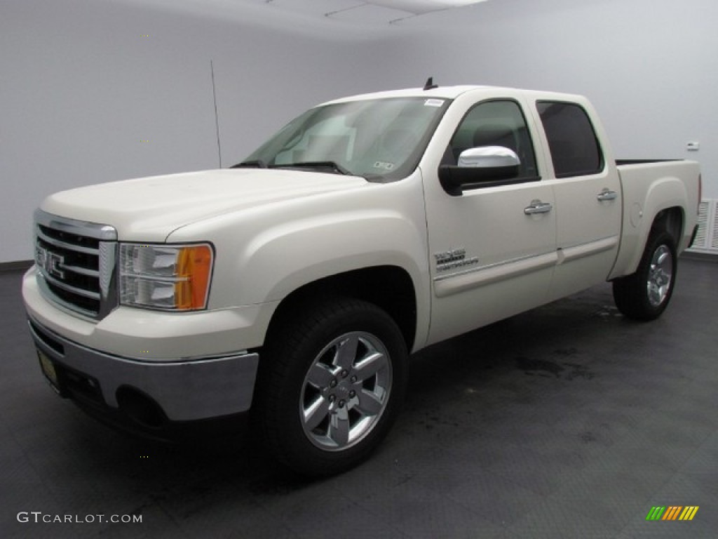 2013 Sierra 1500 SLE Crew Cab - White Diamond Tricoat / Ebony photo #1