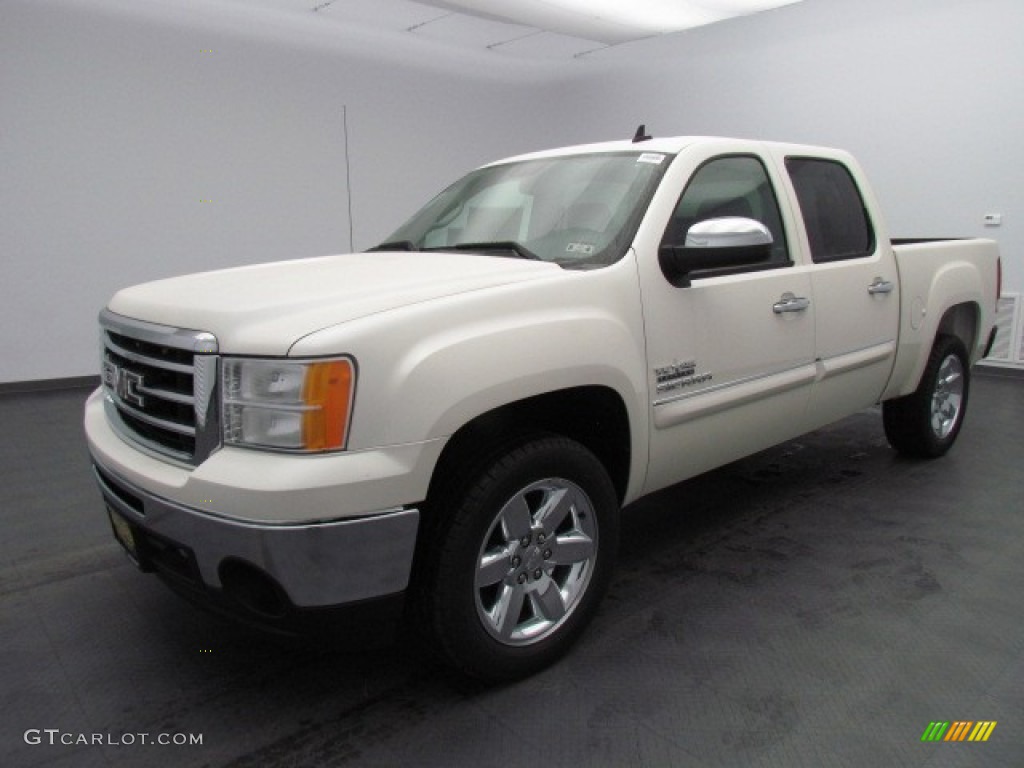 2013 Sierra 1500 SLE Crew Cab - White Diamond Tricoat / Ebony photo #1