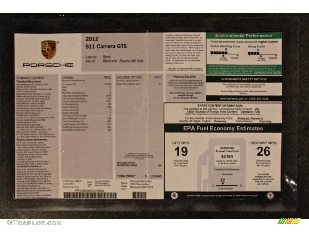 2012 911 Carrera GTS Coupe - Black / Black photo #50