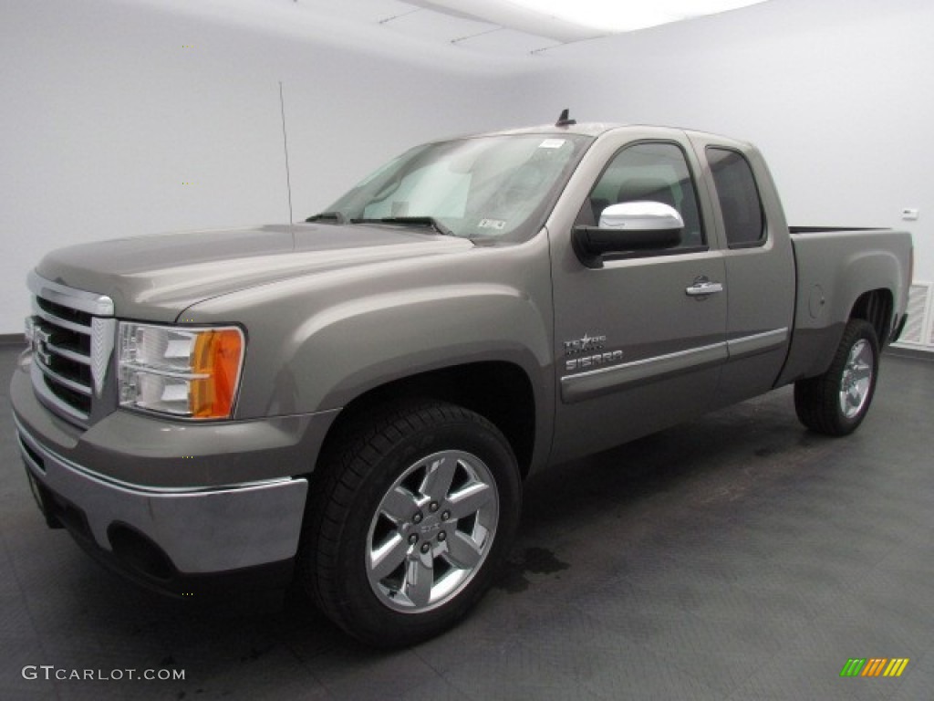 2013 Sierra 1500 SLE Extended Cab - Steel Gray Metallic / Ebony photo #1