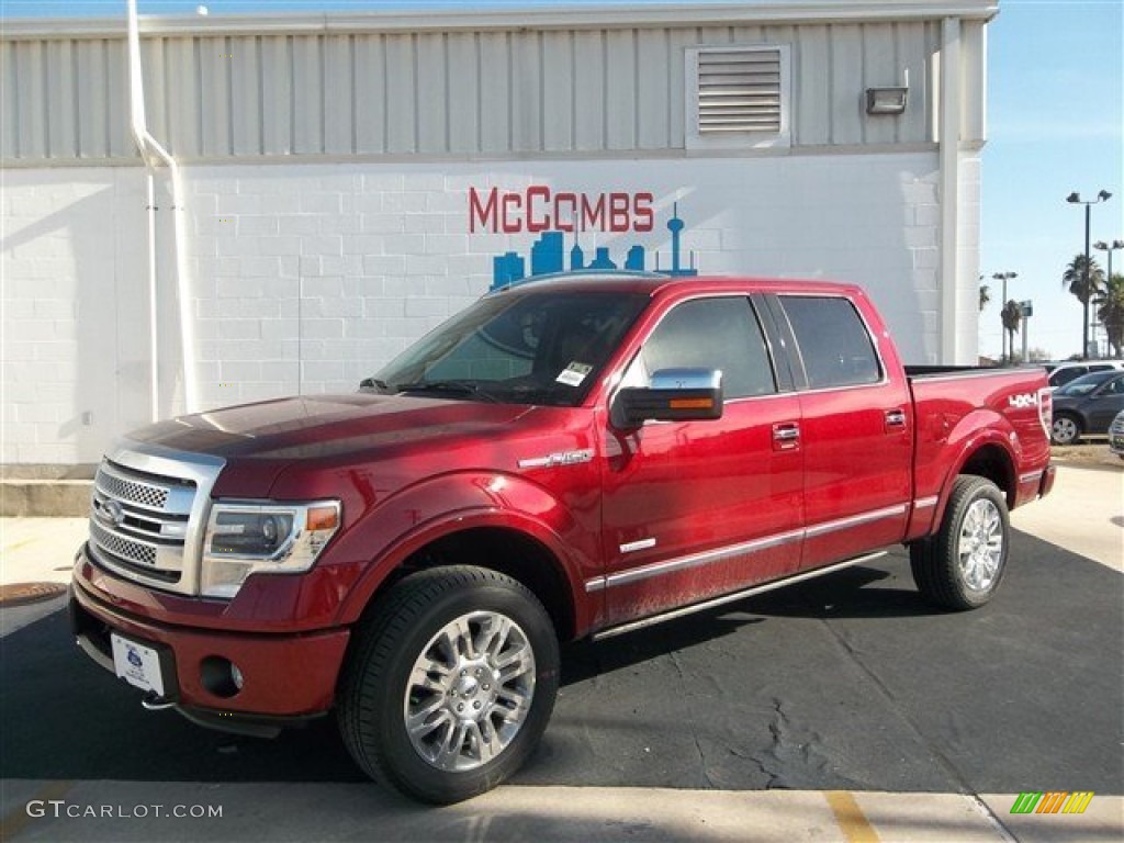 2013 F150 Platinum SuperCrew 4x4 - Ruby Red Metallic / Platinum Unique Pecan Leather photo #2