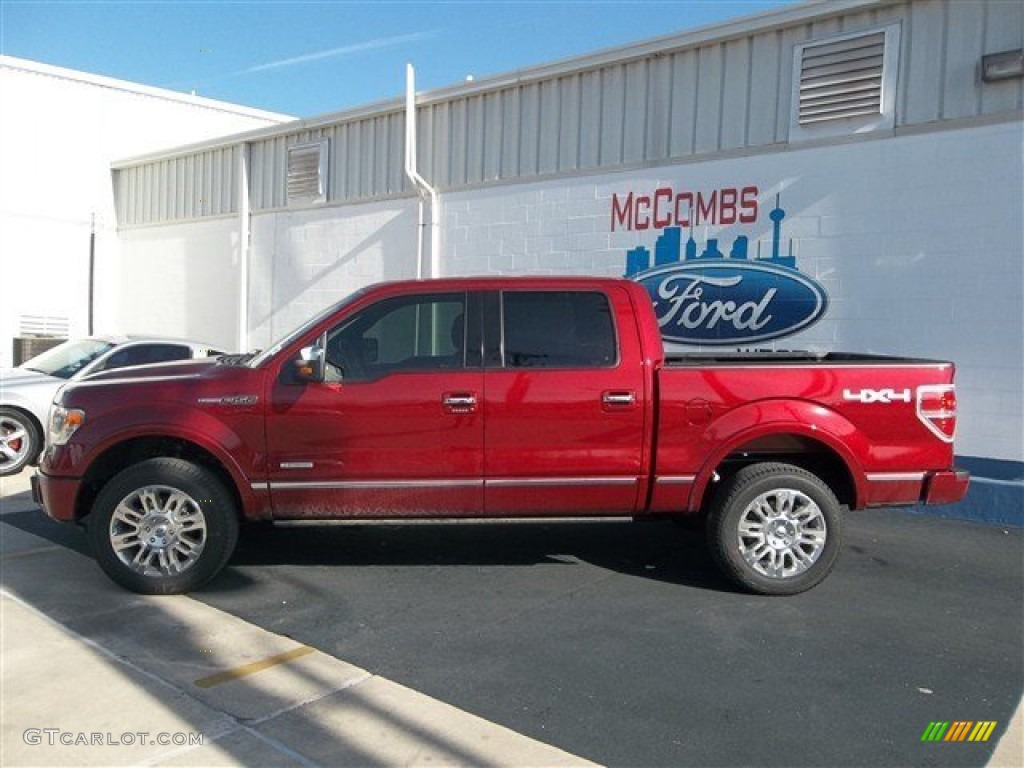 2013 F150 Platinum SuperCrew 4x4 - Ruby Red Metallic / Platinum Unique Pecan Leather photo #3