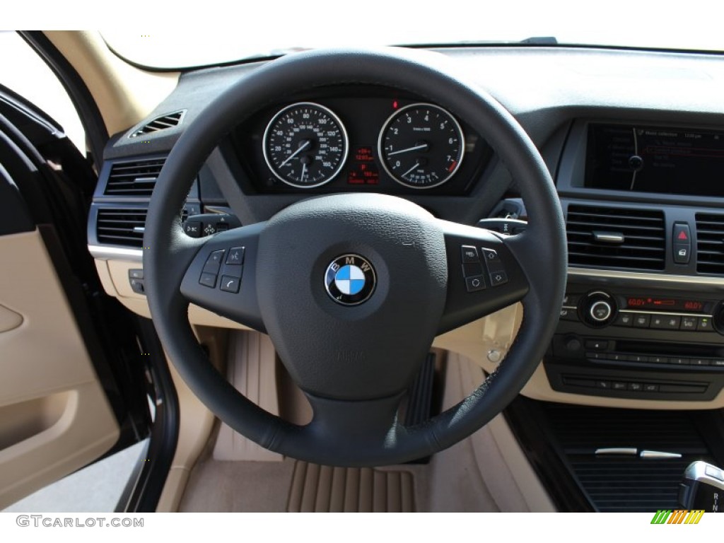 2013 BMW X5 xDrive 35i Sand Beige Steering Wheel Photo #76162115