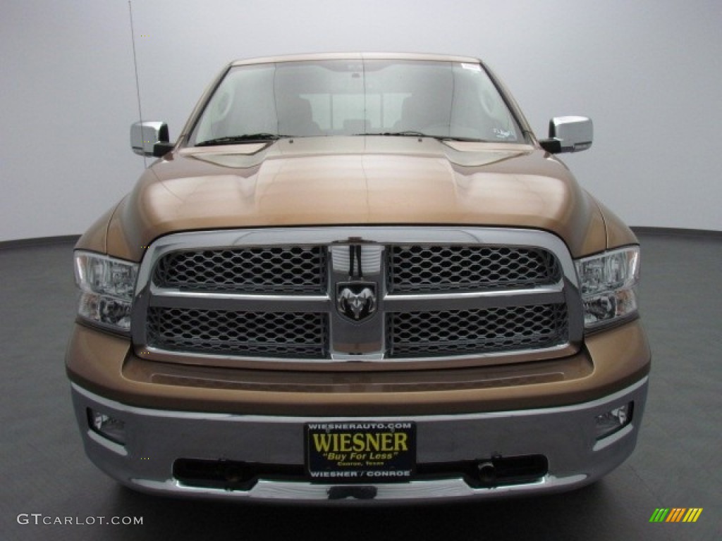 2011 Ram 1500 Laramie Crew Cab 4x4 - Saddle Brown Pearl / Light Pebble Beige/Bark Brown photo #2