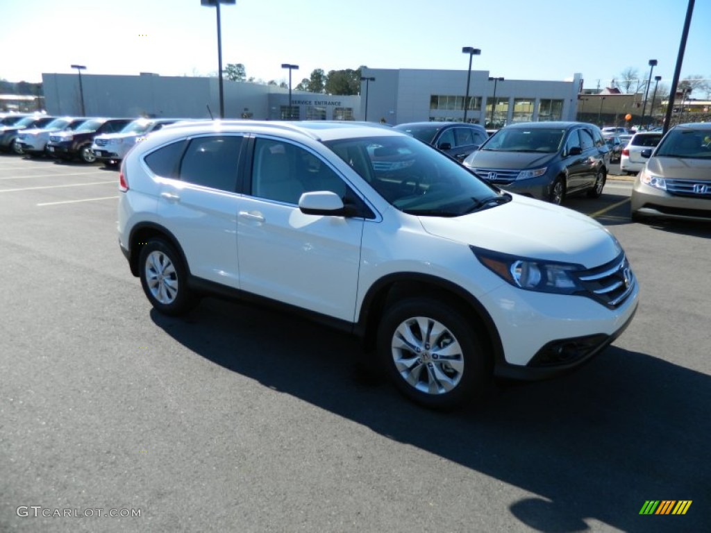 2013 CR-V EX-L AWD - White Diamond Pearl / Beige photo #7