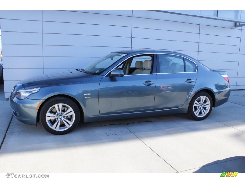 2010 5 Series 528i xDrive Sedan - Neptune Blue Metallic / Cream Beige photo #3